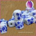 Blue and White Porcelain Rectangular Bead Handmade Porcelain Beads